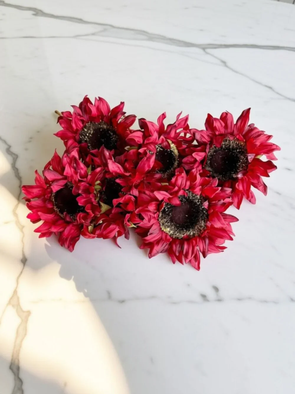 Burgundy Faux Sunflower Picks - Set of 6